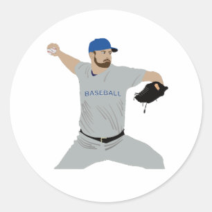 Sticker Rond Joueur de baseball lancer la balle