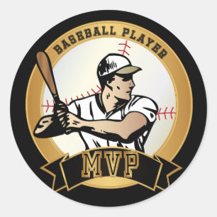 Sticker Rond Joueur de baseball rétro