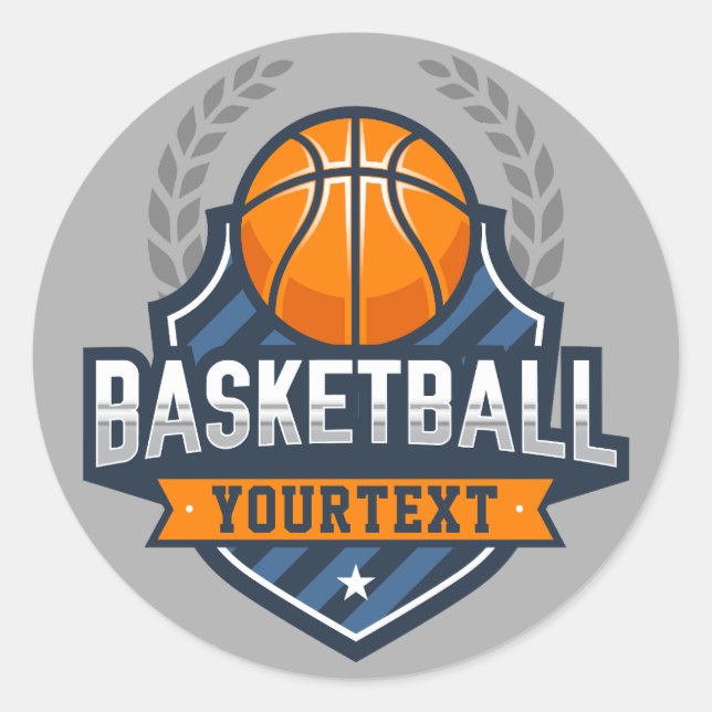 Sticker Rond Joueur de basket AJOUTER LE NOM Varsity School Tea (Devant)