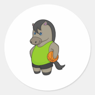 Sticker Rond Joueur de basket-ball à cheval