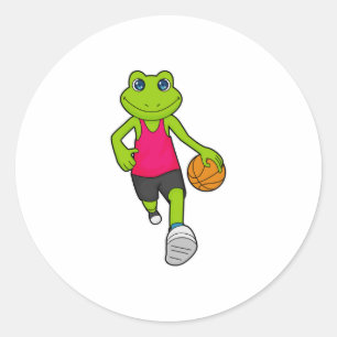 Sticker Rond Joueur de basket-ball de grenouille