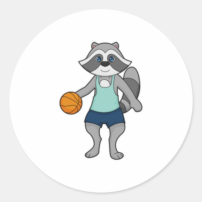 Sticker Rond Joueur de basket-ball Racoon (Devant)