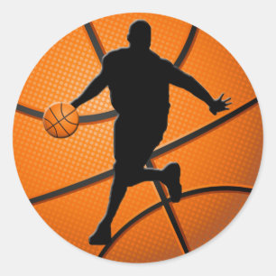STICKER ROND JOUEUR DE BASKETBALL