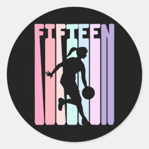 Sticker Rond Joueur de basketball rétro 15e anniversaire 15 ans