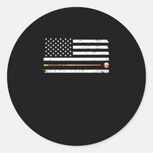 Sticker Rond Joueur de billard américain drapeau américain État