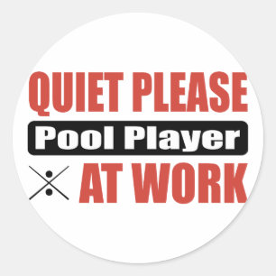 Sticker Rond Joueur De Billard Au Travail