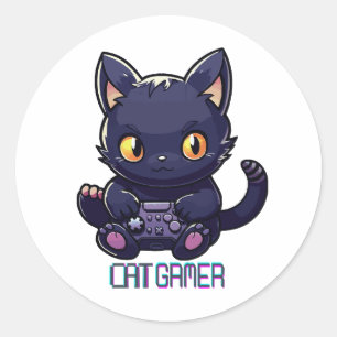 Sticker Rond Joueur de chat