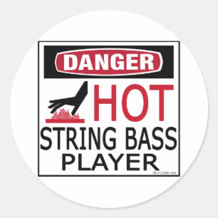 Sticker Rond Joueur de contrebasse chaud