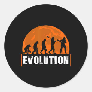 Sticker Rond Joueur de cricket drôle de cricket évolution humai