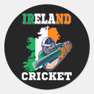 Sticker Rond Joueur de cricket irlandais Maillot de drapeau Spo