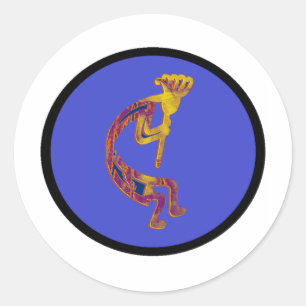 STICKER ROND JOUEUR DE FLUTE KOKOPELLI