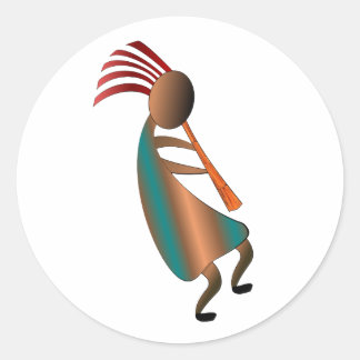 Sticker Rond Joueur de flute Kokopelli