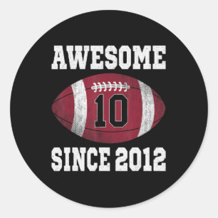 Sticker Rond Joueur de football 10e anniversaire 10 ans Vintage