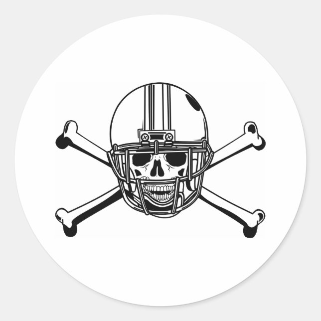 Sticker Rond Joueur de football de crâne et os croisés (Devant)