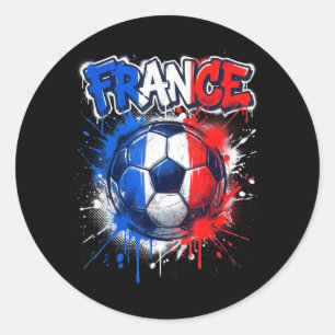 Sticker Rond Joueur de football de France Drapeau Graffiti