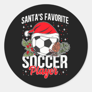Sticker Rond Joueur de football favori Père Noël amusant Noël