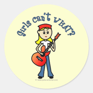 Sticker Rond Joueur de guitare de petite fille