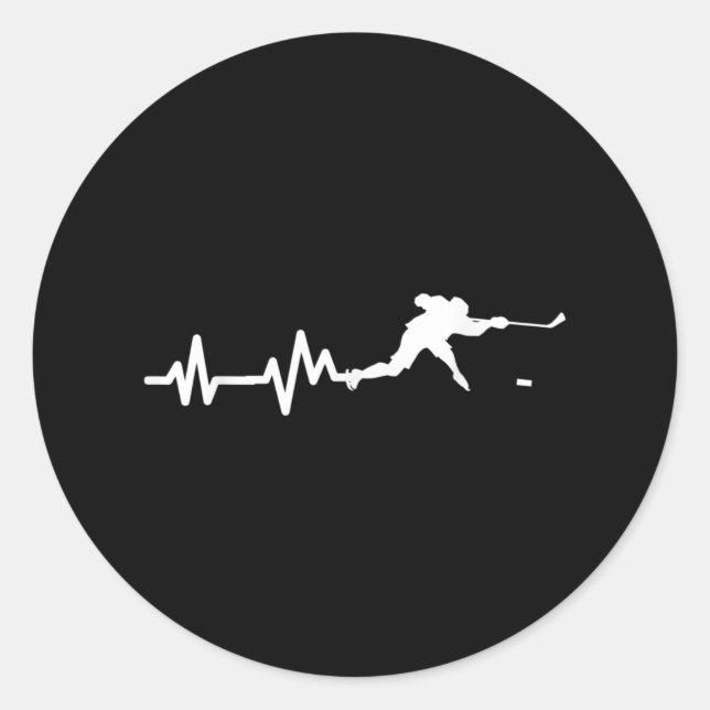Sticker Rond Joueur de hockey battement de coeur du hockey sur  (Devant)