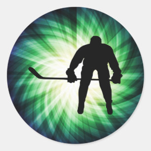 Sticker Rond Joueur de hockey cool