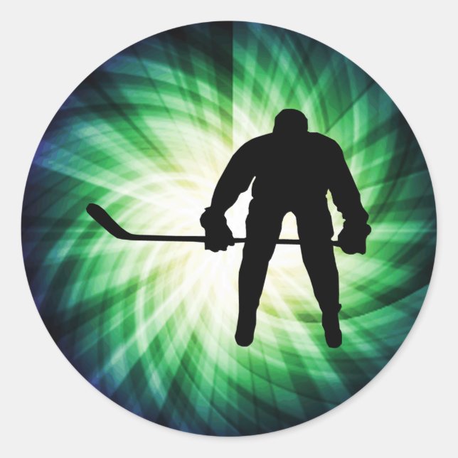 Sticker Rond Joueur de hockey cool (Devant)