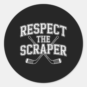 Sticker Rond Joueur de hockey sur étang respecte le grattoir Sh
