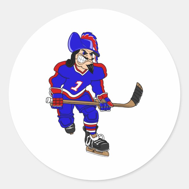 Sticker Rond Joueur de hockey sur glace pirate (Devant)