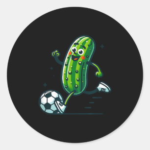 Sticker Rond Joueur de pickleball drôle de concombre de footbal