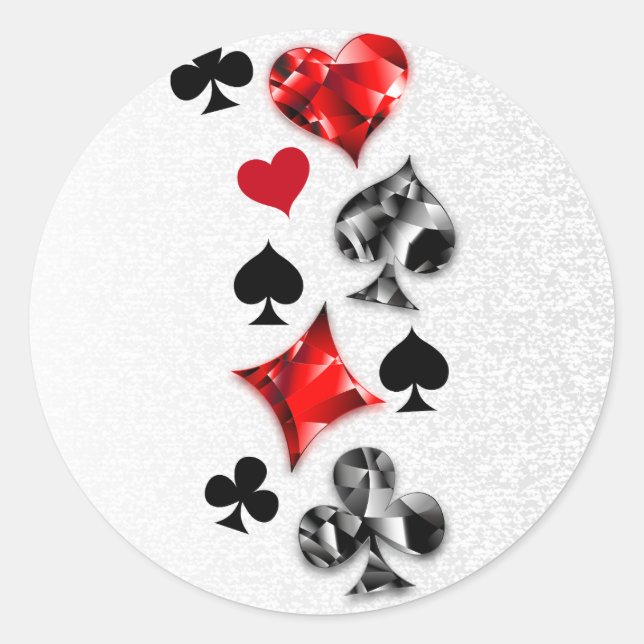 Sticker Rond Joueur de poker Joueur de cartes de jouer costumes (Devant)