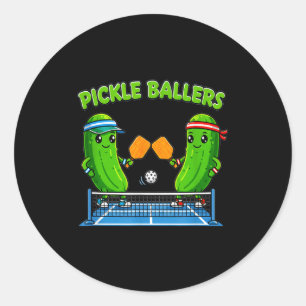 Sticker Rond Joueur de raquette de pickleball pickle ballers dr
