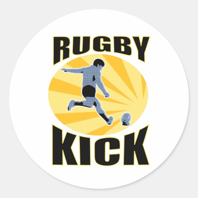 Sticker Rond joueur de rugby à bascule style rétro (Devant)