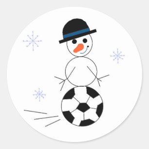 Sticker Rond Joueur de soccer Snowman