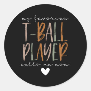 Sticker Rond Joueur de T-ball favori Appelez-moi Maman Mère de 