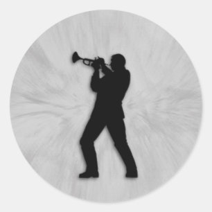 Sticker Rond Joueur de trompettes