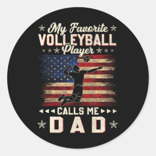 Sticker Rond Joueur de volleyball favori me téléphone Papa USA