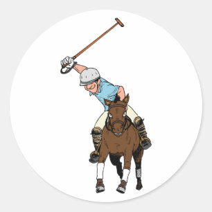 Sticker Rond Joueur Polo Balançoires Mallet Rides Horse Polo M