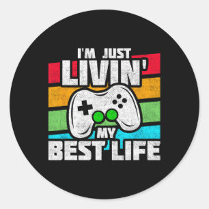 Sticker Rond Joueur Vidéo - Jeu En Ligne De Console Pc - Amusan