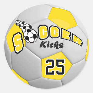 Sticker Rond Joueurs de ballon de football Kicks Jaune