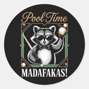 Sticker Rond Joueurs de billard Madafakas drôles de ratons lave