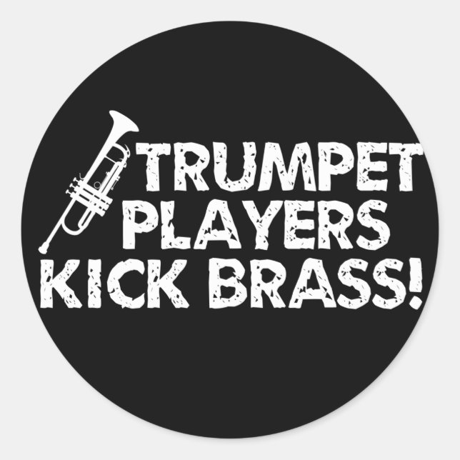 Sticker Rond Joueurs de trompettes en laiton de coup! (Devant)