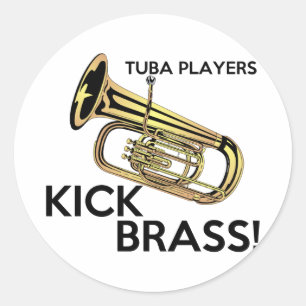 Sticker Rond Joueurs Tuba en laiton