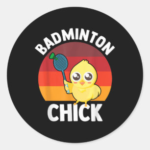 Sticker Rond Joueuse de badminton Chick badminton Volant Sports