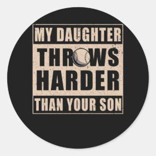 Sticker Rond Joueuse de baseball fille drôle softball fille