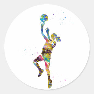 Sticker Rond Joueuse de basket-ball