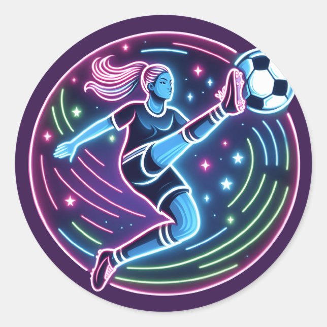 Sticker Rond Joueuse de football (Devant)