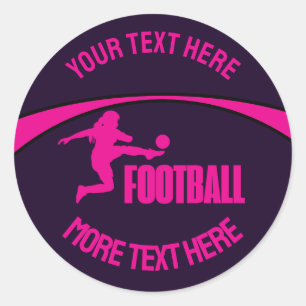 Sticker Rond Joueuse de football, équipe, cadeau d'anniversaire
