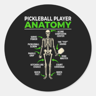 Sticker Rond Joueuse de pickleball féminine anatomie drôle dink