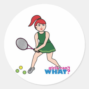 Sticker Rond Joueuse de tennis - Lumière/Rouge