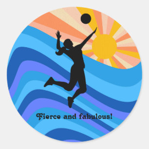 Sticker Rond Joueuse de volley-ball de plage