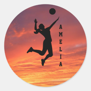 Sticker Rond Joueuse de volley-ball de plage