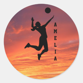 Sticker Rond Joueuse de volley-ball de plage